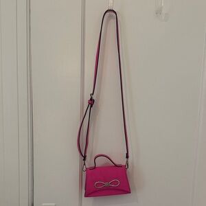 Pink Mini Crossbody Bag with Rhinestone Bow
